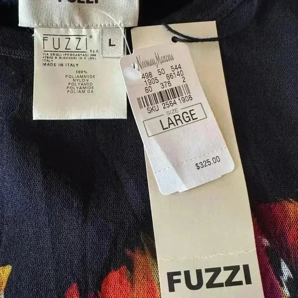 Fuzzi Mesh Floral Bodycon Mini Dress Long Sleeve Italian Designer Women’s Large - Picture 13 of 15